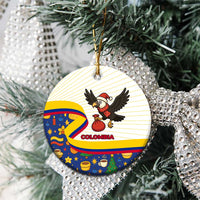 Colombia Christmas Ceramic Ornament with Santa Condor Gift Bag and Holiday Food Pattern - Wonder Print Shop
