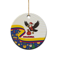 Colombia Christmas Ceramic Ornament with Santa Condor Gift Bag and Holiday Food Pattern - Wonder Print Shop