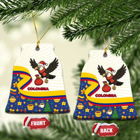 Colombia Christmas Ceramic Ornament with Santa Condor Gift Bag and Holiday Food Pattern - Wonder Print Shop
