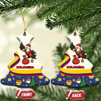 Colombia Christmas Ceramic Ornament with Santa Condor Gift Bag and Holiday Food Pattern - Wonder Print Shop