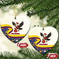 Colombia Christmas Ceramic Ornament with Santa Condor Gift Bag and Holiday Food Pattern - Wonder Print Shop
