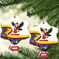 Colombia Christmas Ceramic Ornament with Santa Condor Gift Bag and Holiday Food Pattern - Wonder Print Shop