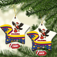 Colombia Christmas Ceramic Ornament with Santa Condor Gift Bag and Holiday Food Pattern - Wonder Print Shop