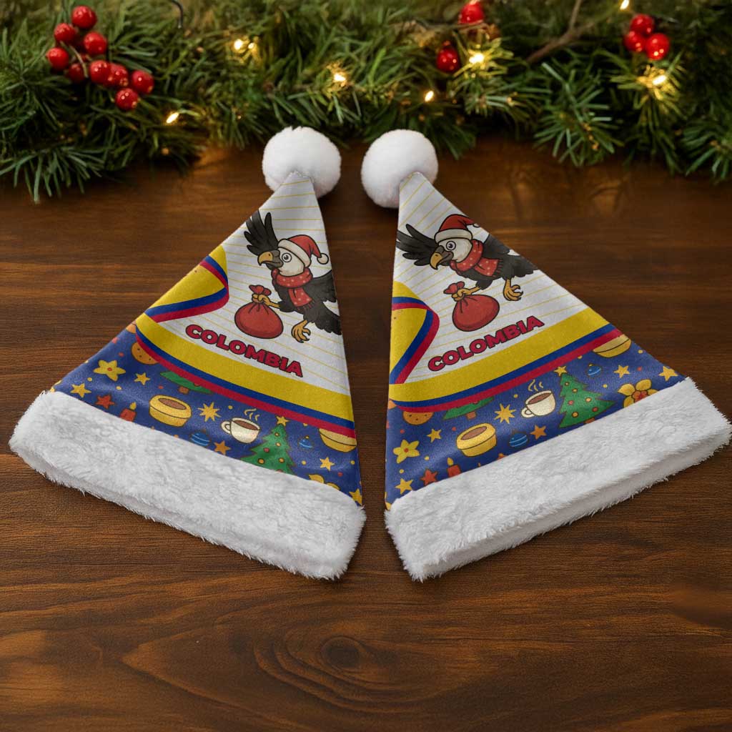 Colombia Christmas Santa Hat with Santa Condor Gift Bag and Holiday Food Pattern - Wonder Print Shop