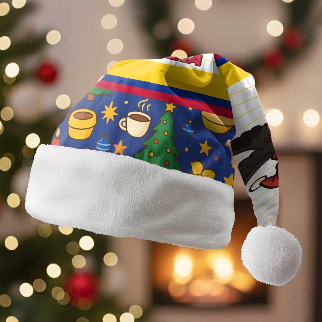 Colombia Christmas Santa Hat with Santa Condor Gift Bag and Holiday Food Pattern - Wonder Print Shop