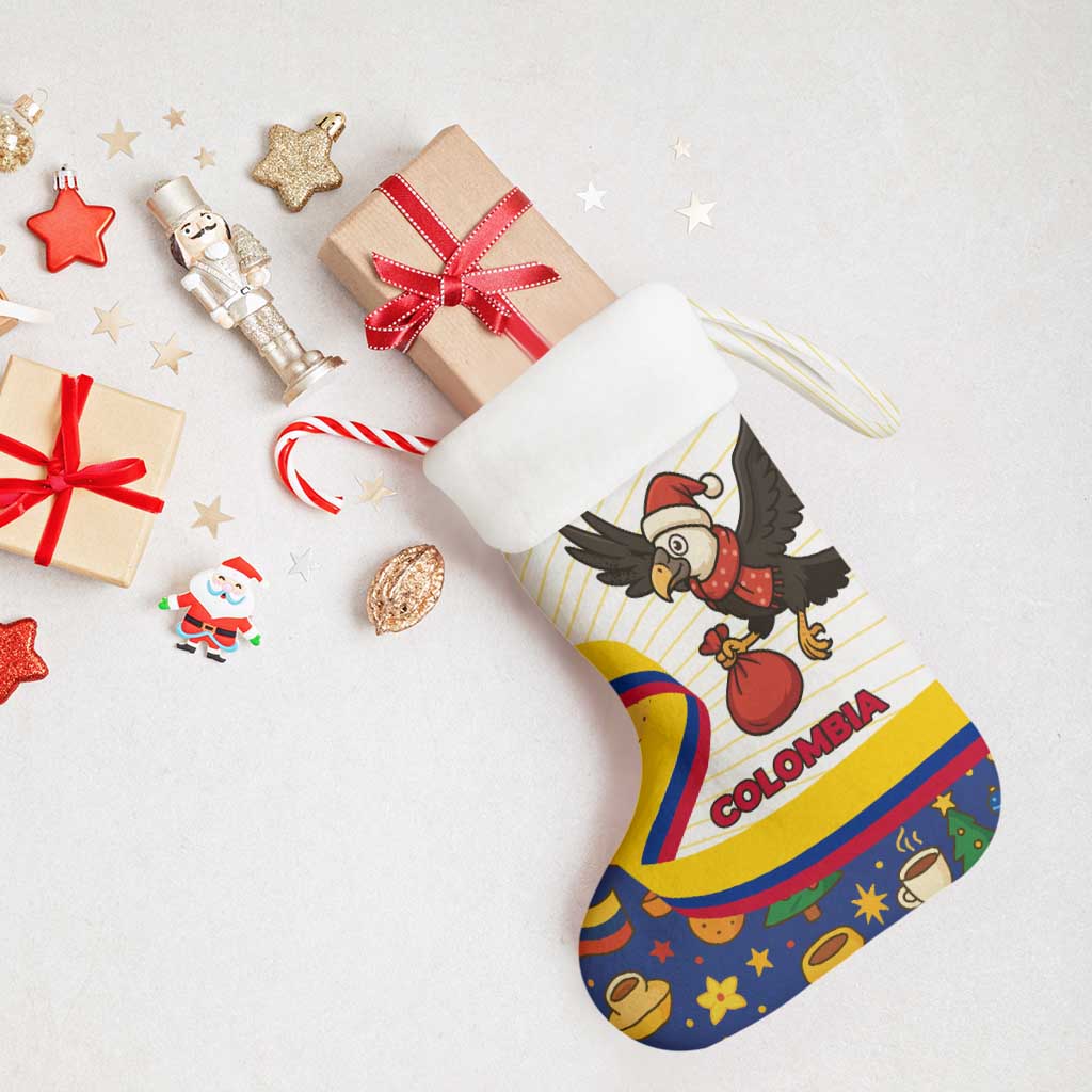 Colombia Christmas Stocking with Santa Condor Gift Bag and Holiday Food Pattern - Wonder Print Shop