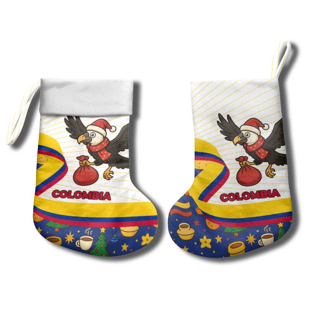 Colombia Christmas Stocking with Santa Condor Gift Bag and Holiday Food Pattern - Wonder Print Shop