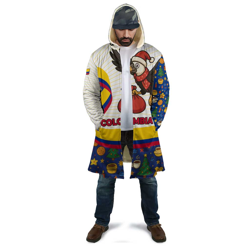 Colombia Christmas Cloak with Santa Condor Gift Bag and Holiday Food Pattern - Wonder Print Shop