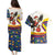 Colombia Christmas Couples Matching Puletasi and Hawaiian Shirt with Santa Condor Gift Bag and Holiday Food Pattern - Wonder Print Shop