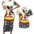 Colombia Christmas Couples Matching Short Sleeve Bodycon Dress and Hawaiian Shirt with Santa Condor Gift Bag and Holiday Food Pattern - Wonder Print Shop