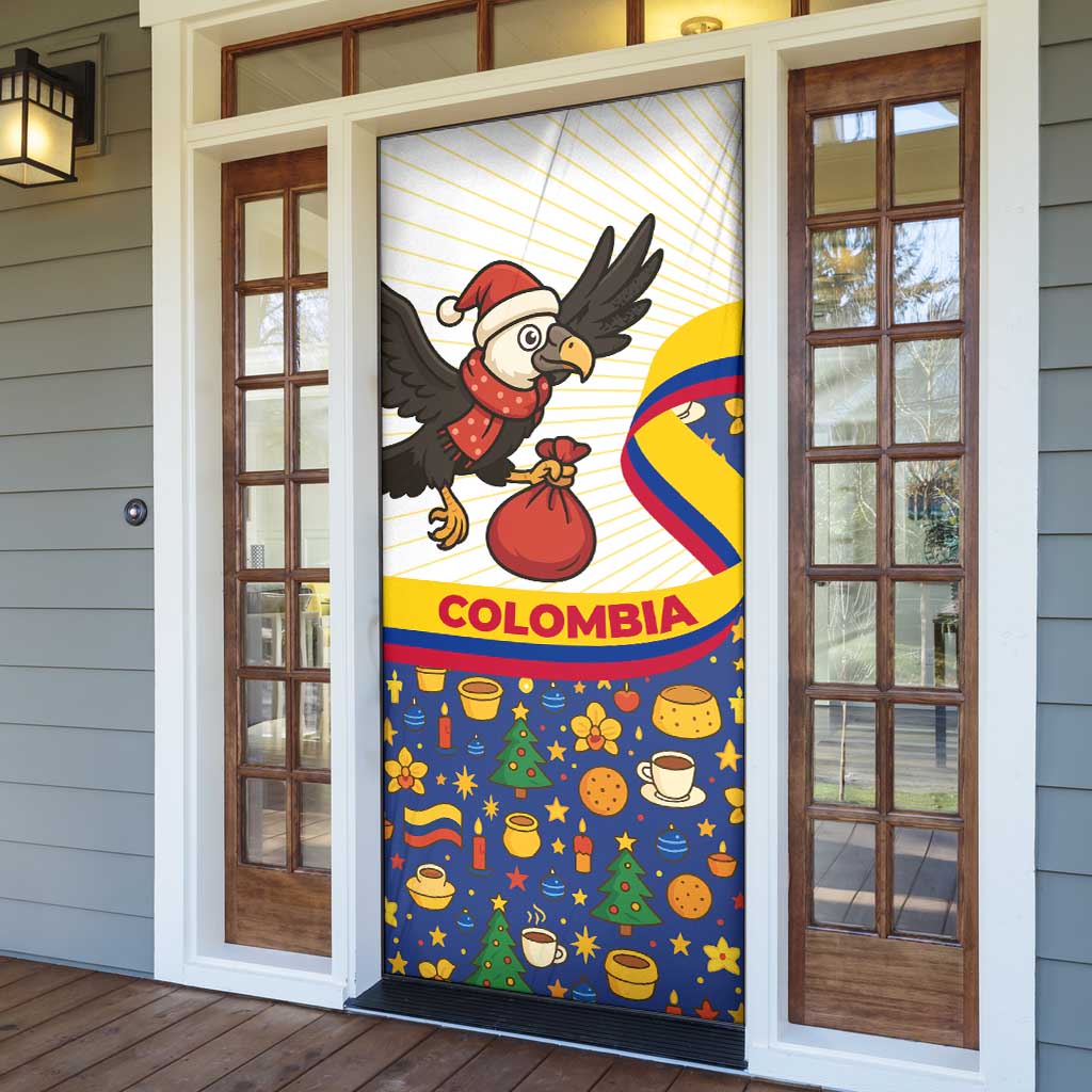 Colombia Christmas Door Cover with Santa Condor Gift Bag and Holiday Food Pattern - Wonder Print Shop