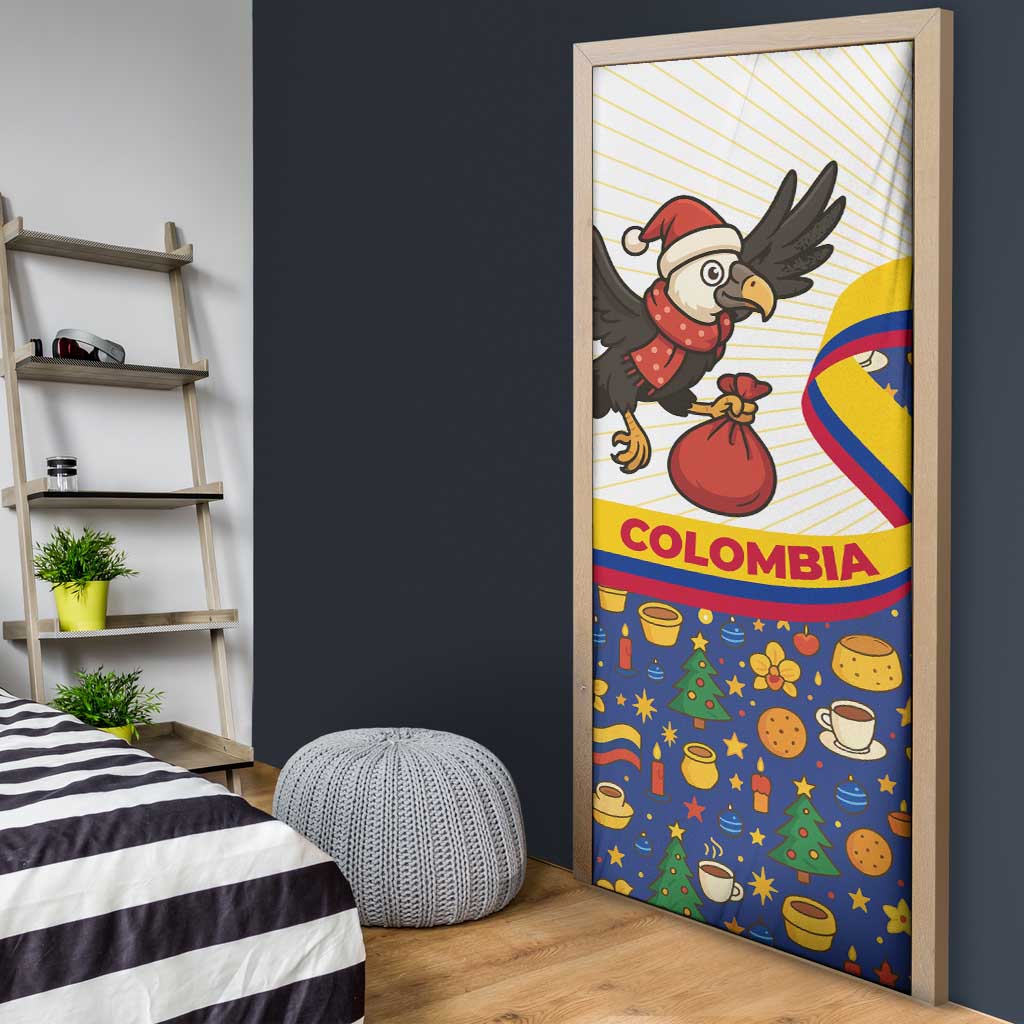 Colombia Christmas Door Cover with Santa Condor Gift Bag and Holiday Food Pattern - Wonder Print Shop