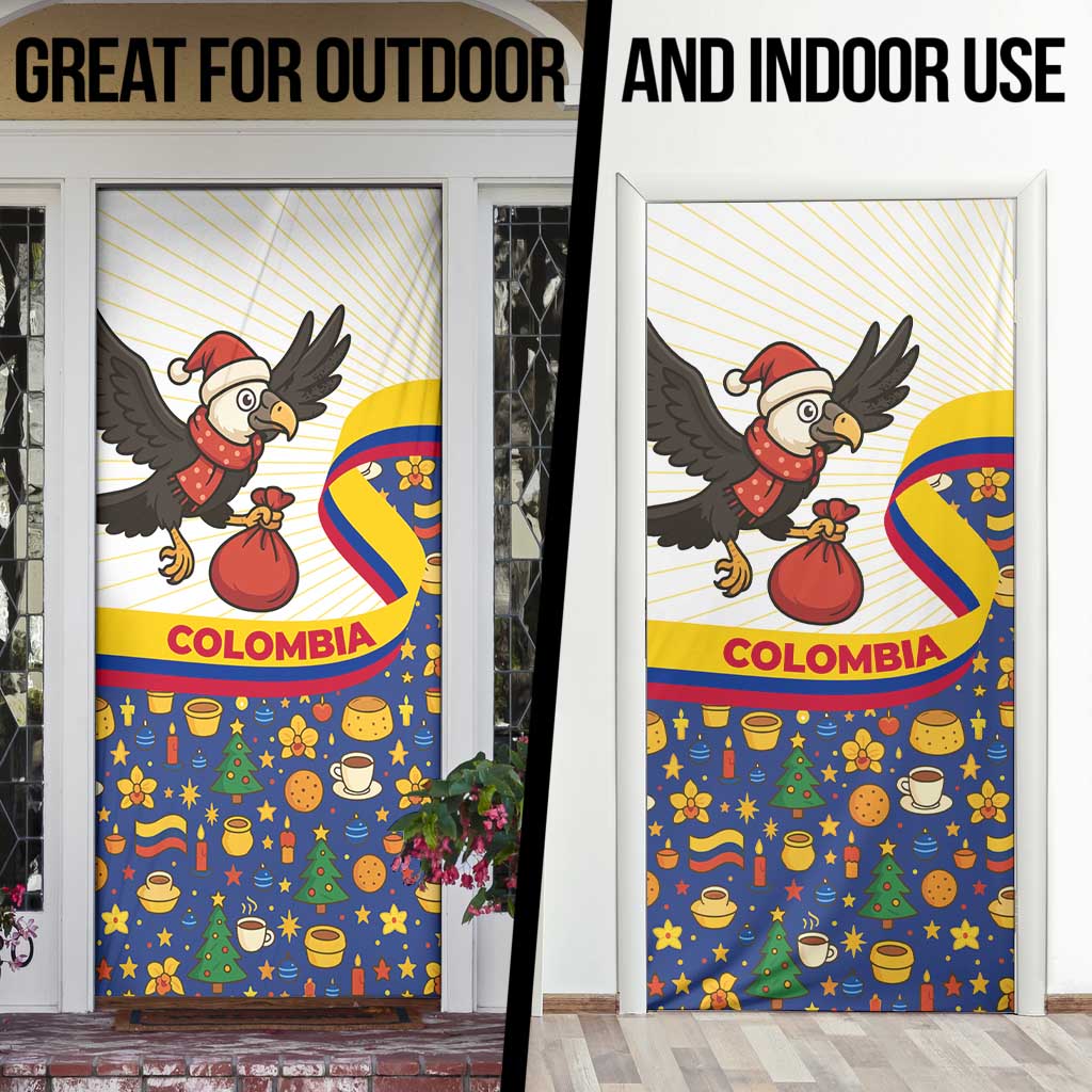 Colombia Christmas Door Cover with Santa Condor Gift Bag and Holiday Food Pattern - Wonder Print Shop