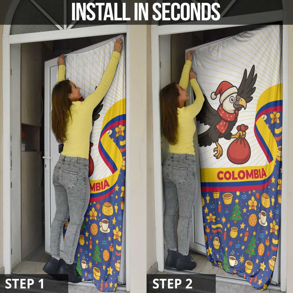 Colombia Christmas Door Cover with Santa Condor Gift Bag and Holiday Food Pattern - Wonder Print Shop