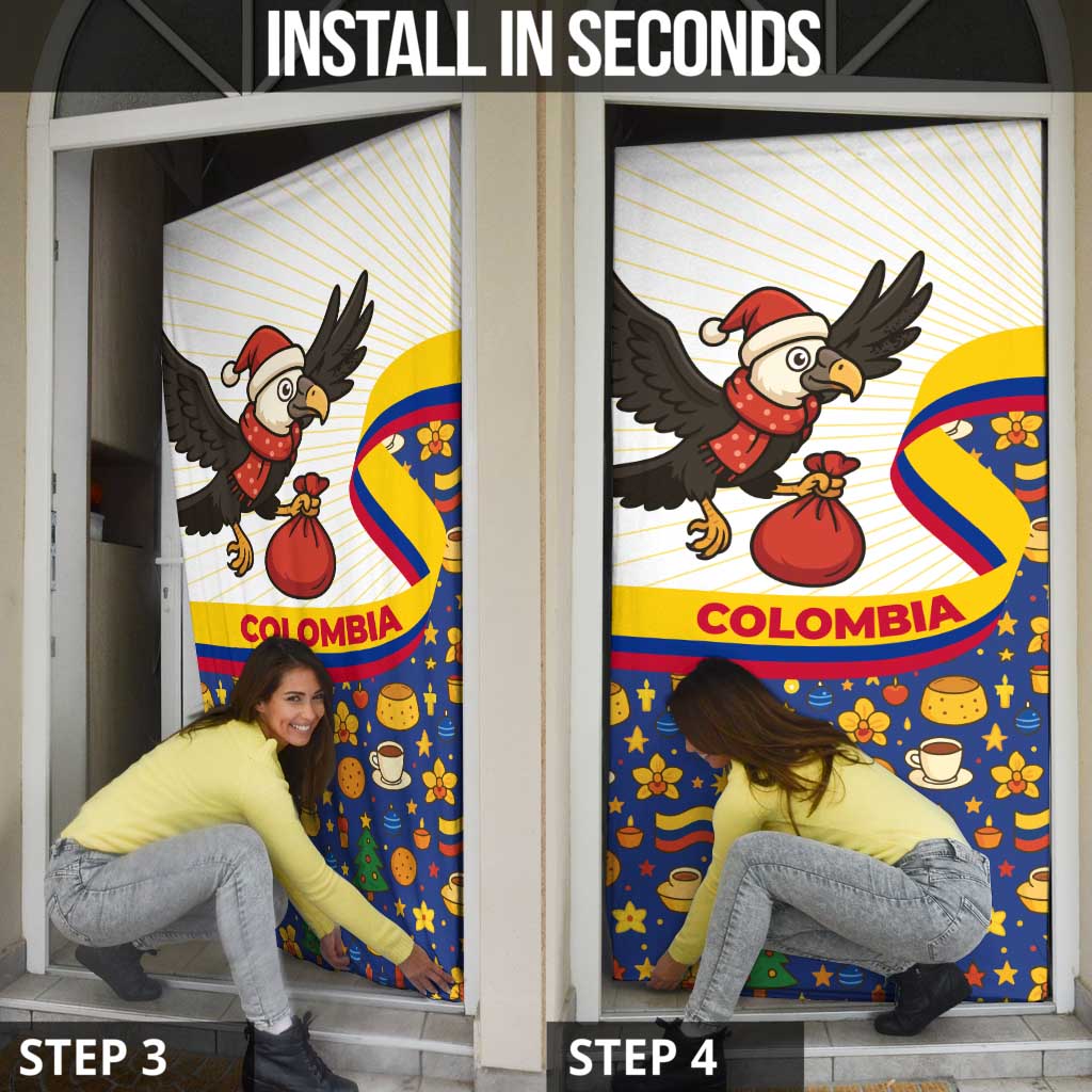 Colombia Christmas Door Cover with Santa Condor Gift Bag and Holiday Food Pattern - Wonder Print Shop