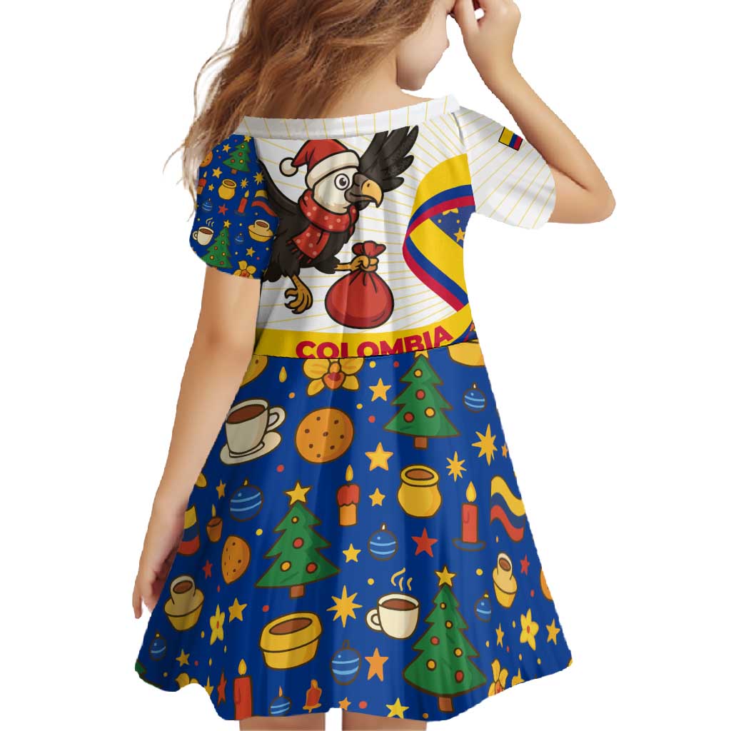 Colombia Christmas Family Matching Long Sleeve Bodycon Dress and Hawaiian Shirt with Santa Condor Gift Bag and Holiday Food Pattern - Wonder Print Shop