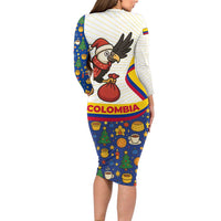 Colombia Christmas Family Matching Long Sleeve Bodycon Dress and Hawaiian Shirt with Santa Condor Gift Bag and Holiday Food Pattern - Wonder Print Shop