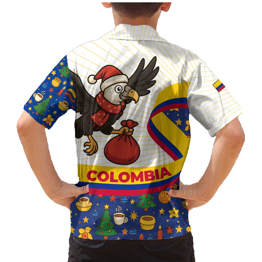 Colombia Christmas Family Matching Mermaid Dress and Hawaiian Shirt with Santa Condor Gift Bag and Holiday Food Pattern - Wonder Print Shop