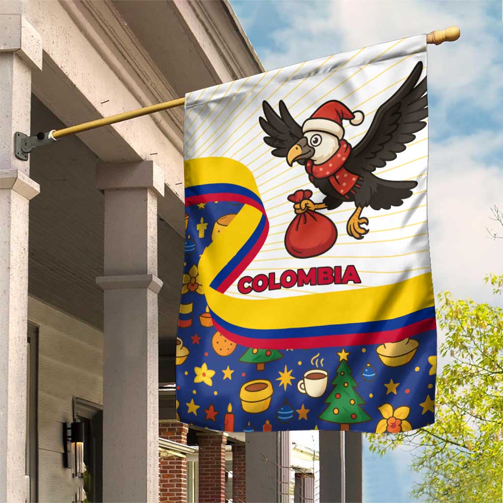 Colombia Christmas Garden Flag with Santa Condor Gift Bag and Holiday Food Pattern - Wonder Print Shop