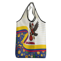 Colombia Christmas Grocery Bag with Santa Condor Gift Bag and Holiday Food Pattern - Wonder Print Shop