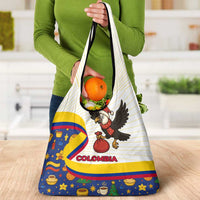 Colombia Christmas Grocery Bag with Santa Condor Gift Bag and Holiday Food Pattern - Wonder Print Shop
