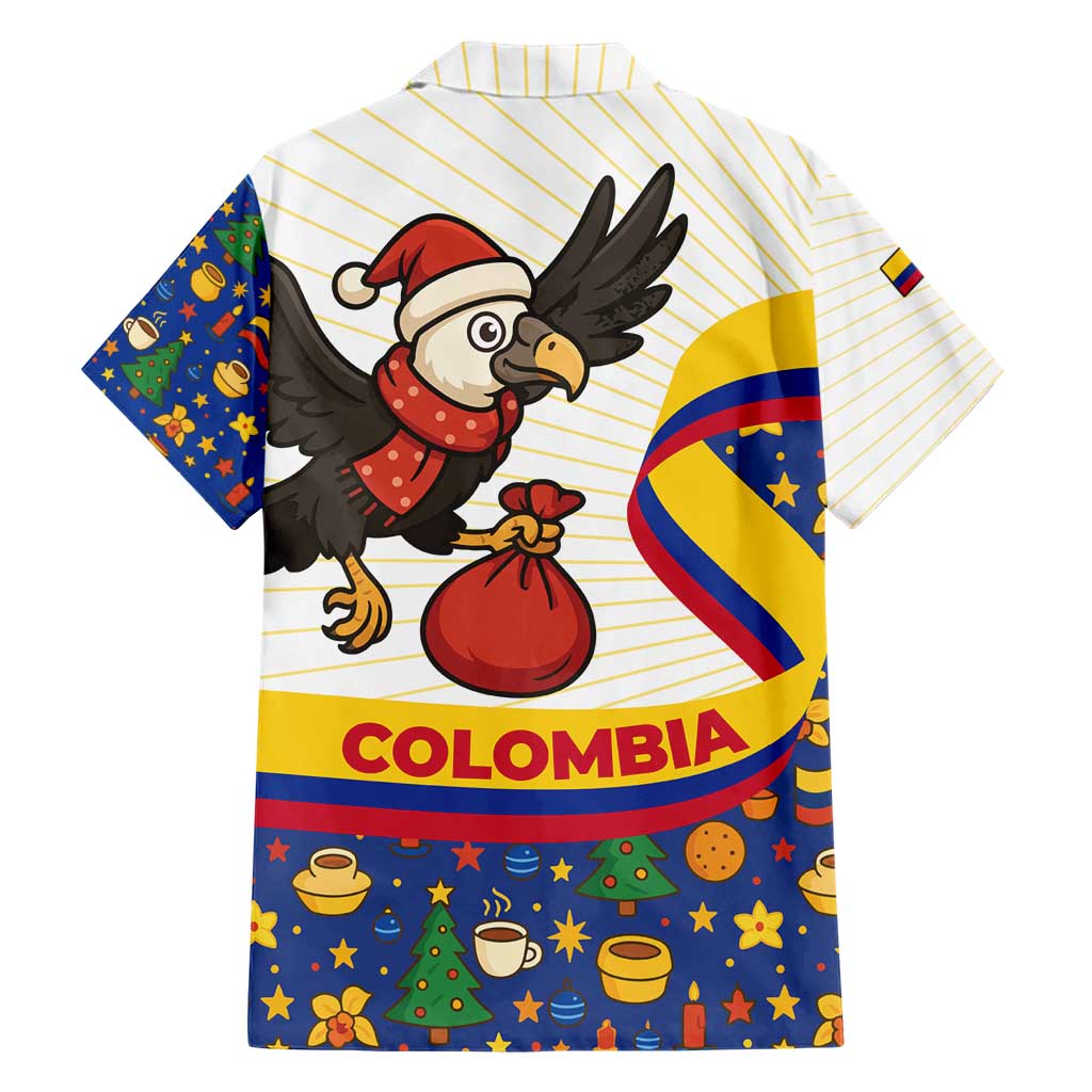Colombia Christmas Hawaiian Shirt with Santa Condor Gift Bag and Holiday Food Pattern - Wonder Print Shop