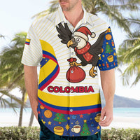 Colombia Christmas Hawaiian Shirt with Santa Condor Gift Bag and Holiday Food Pattern - Wonder Print Shop