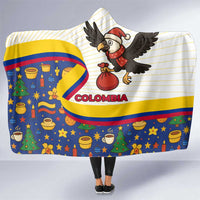 Colombia Christmas Hooded Blanket with Santa Condor Gift Bag and Holiday Food Pattern - Wonder Print Shop