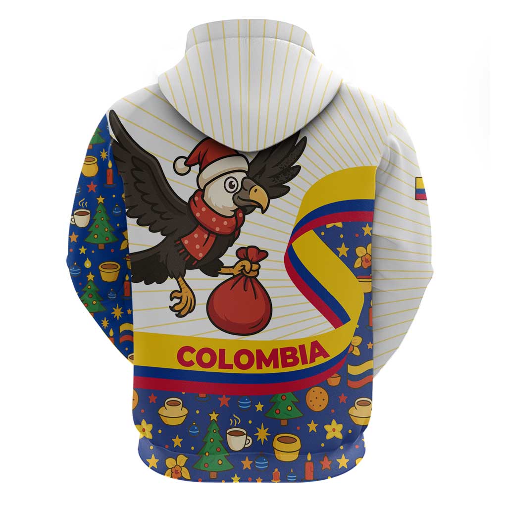 Colombia Christmas Hoodie with Santa Condor Gift Bag and Holiday Food Pattern - Wonder Print Shop