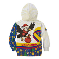 Colombia Christmas Kid Hoodie with Santa Condor Gift Bag and Holiday Food Pattern - Wonder Print Shop