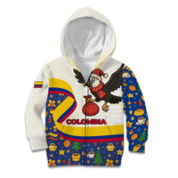 Colombia Christmas Kid Hoodie with Santa Condor Gift Bag and Holiday Food Pattern - Wonder Print Shop