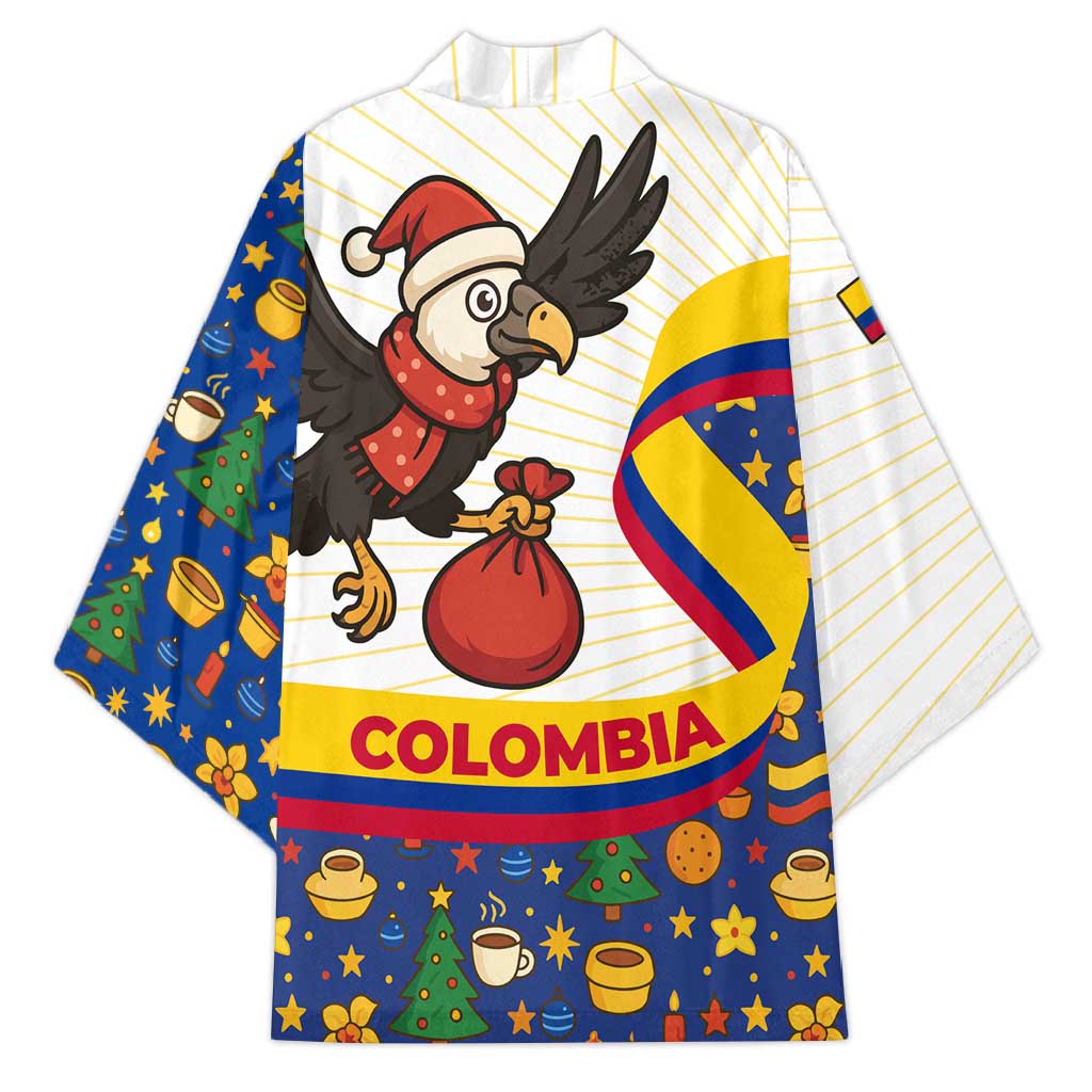 Colombia Christmas Kimono with Santa Condor Gift Bag and Holiday Food Pattern - Wonder Print Shop