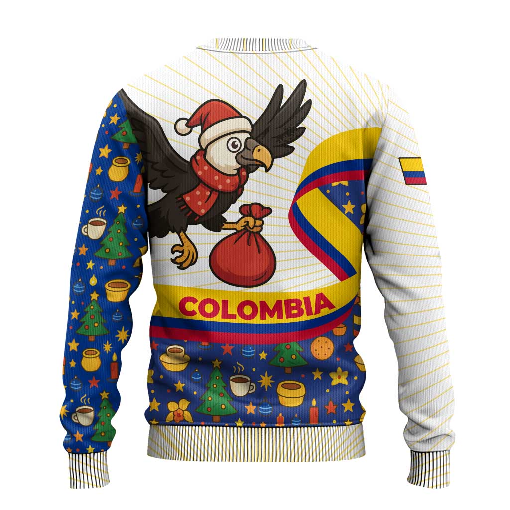 Colombia Christmas Ugly Christmas Sweater with Santa Condor Gift Bag and Holiday Food Pattern - Wonder Print Shop
