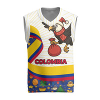 Colombia Christmas Knitted V-Neck Vest with Santa Condor Gift Bag and Holiday Food Pattern - Wonder Print Shop