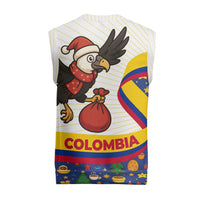 Colombia Christmas Knitted V-Neck Vest with Santa Condor Gift Bag and Holiday Food Pattern - Wonder Print Shop