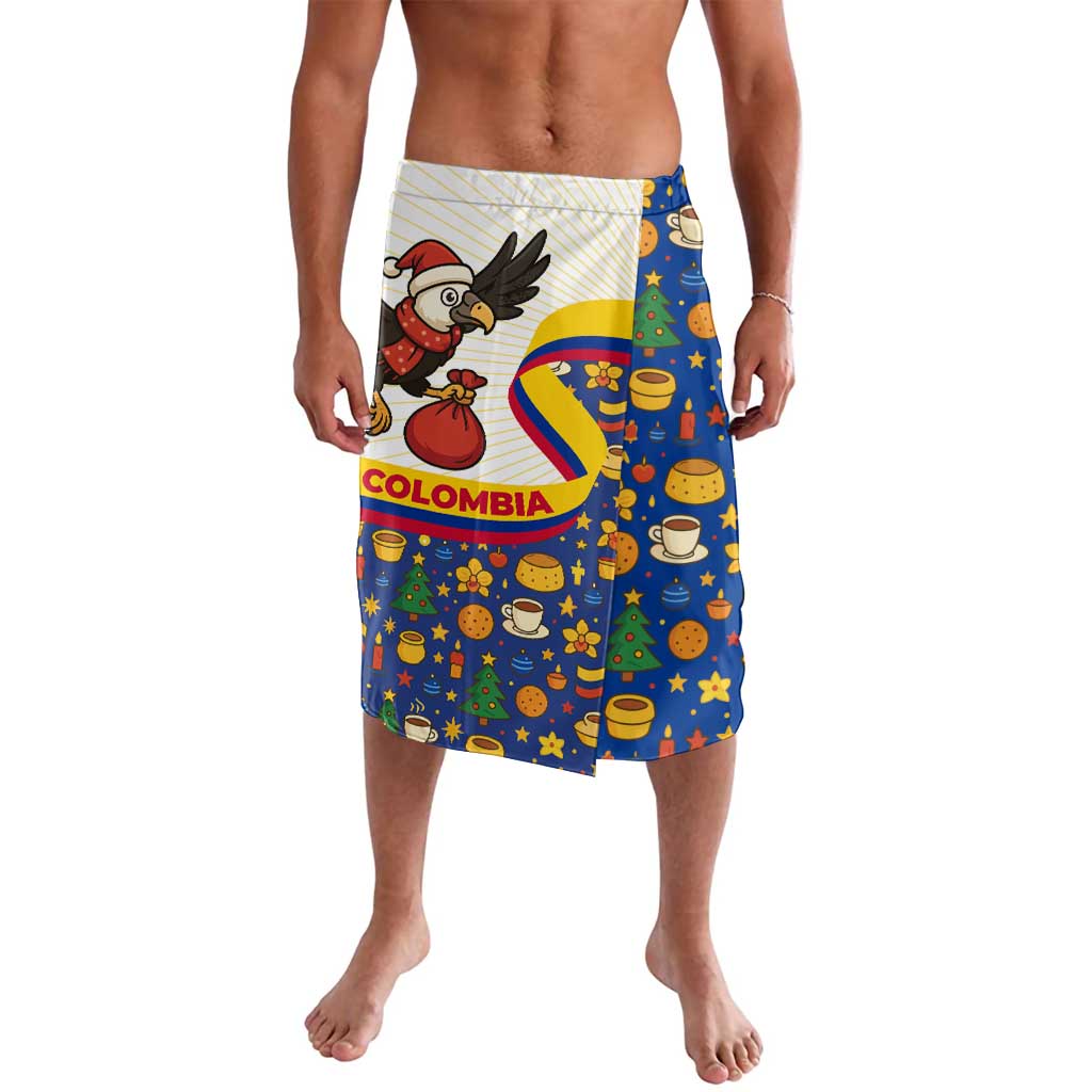 Colombia Christmas Lavalava with Santa Condor Gift Bag and Holiday Food Pattern - Wonder Print Shop