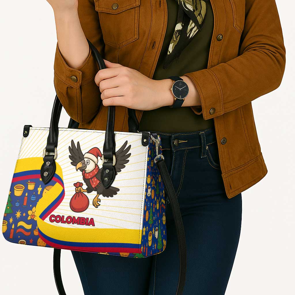 Colombia Christmas Leather Bag with Santa Condor Gift Bag and Holiday Food Pattern - Wonder Print Shop