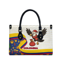 Colombia Christmas Leather Bag with Santa Condor Gift Bag and Holiday Food Pattern - Wonder Print Shop