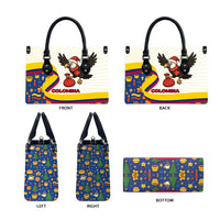 Colombia Christmas Leather Bag with Santa Condor Gift Bag and Holiday Food Pattern - Wonder Print Shop