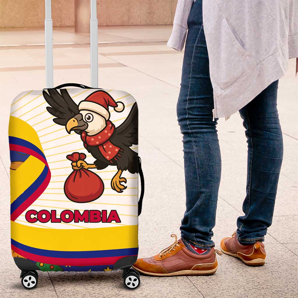 Colombia Christmas Luggage Cover with Santa Condor Gift Bag and Holiday Food Pattern - Wonder Print Shop