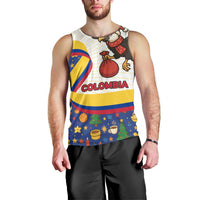 Colombia Christmas Men Tank Top with Santa Condor Gift Bag and Holiday Food Pattern - Wonder Print Shop