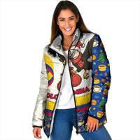 Colombia Christmas Padded Jacket with Santa Condor Gift Bag and Holiday Food Pattern - Wonder Print Shop