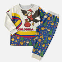 Colombia Christmas Pajama Set with Santa Condor Gift Bag and Holiday Food Pattern - Wonder Print Shop