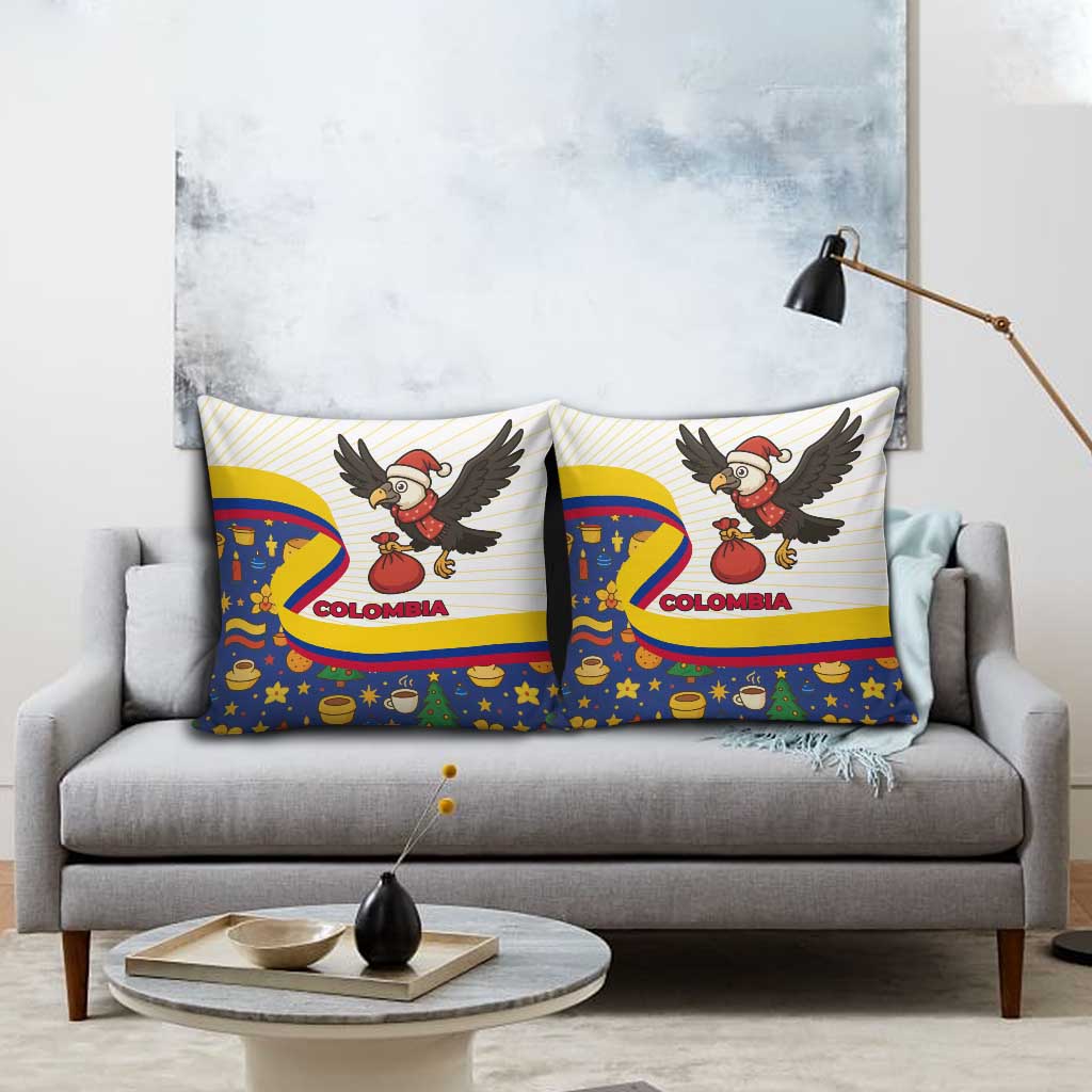 Colombia Christmas Pillow Cover with Santa Condor Gift Bag and Holiday Food Pattern - Wonder Print Shop