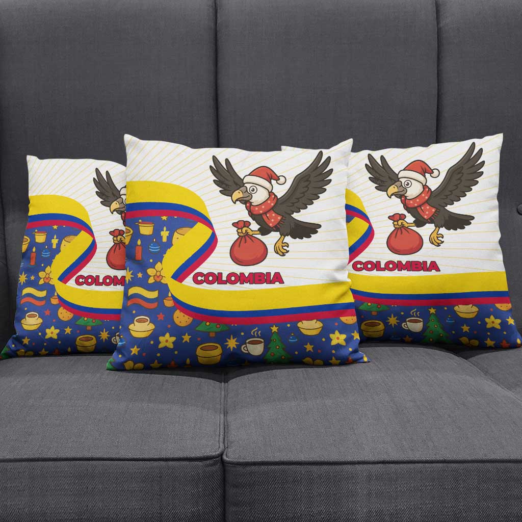 Colombia Christmas Pillow Cover with Santa Condor Gift Bag and Holiday Food Pattern - Wonder Print Shop