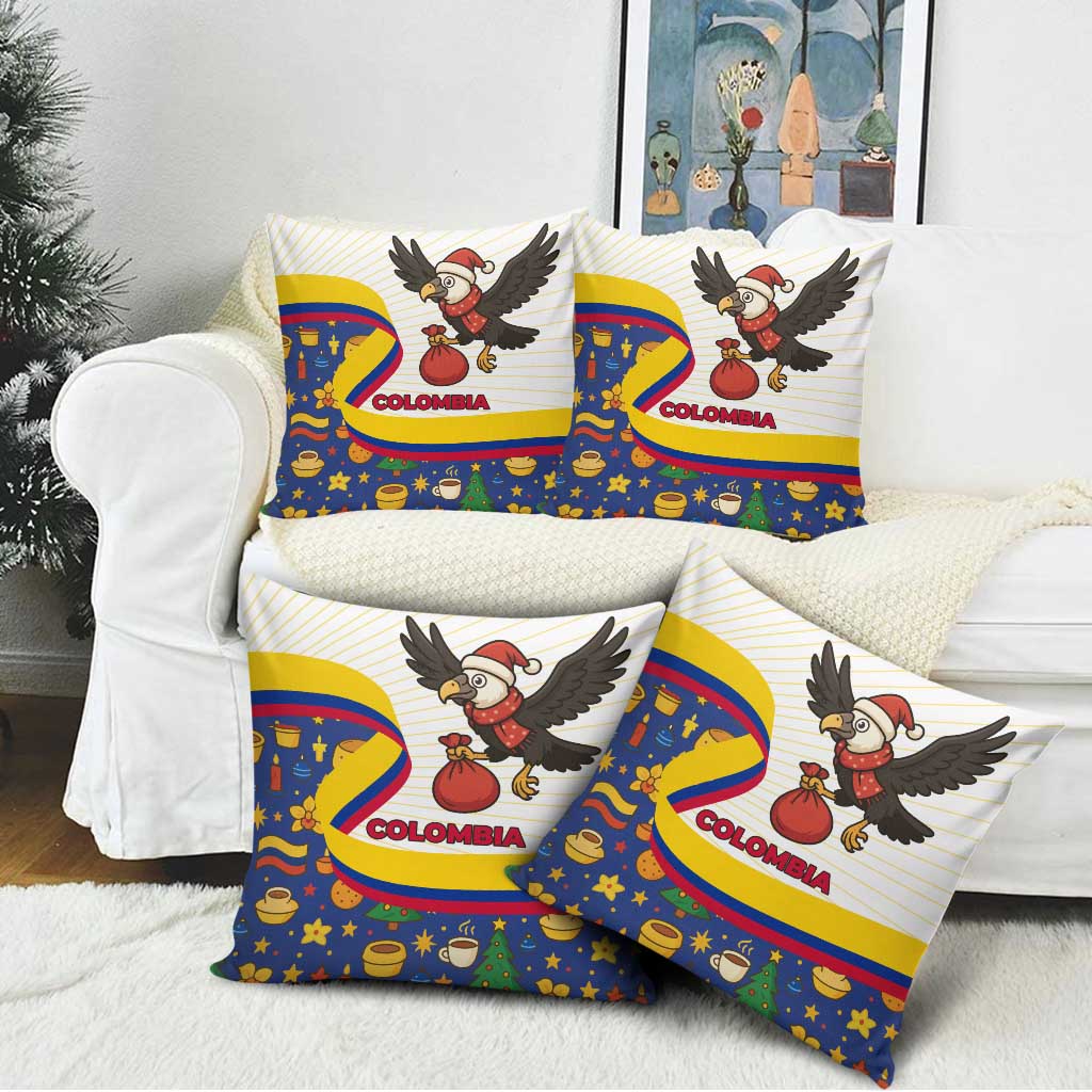 Colombia Christmas Pillow Cover with Santa Condor Gift Bag and Holiday Food Pattern - Wonder Print Shop