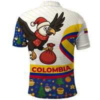 Colombia Christmas Polo Shirt with Santa Condor Gift Bag and Holiday Food Pattern - Wonder Print Shop