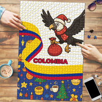 Colombia Christmas Puzzle with Santa Condor Gift Bag and Holiday Food Pattern - Wonder Print Shop