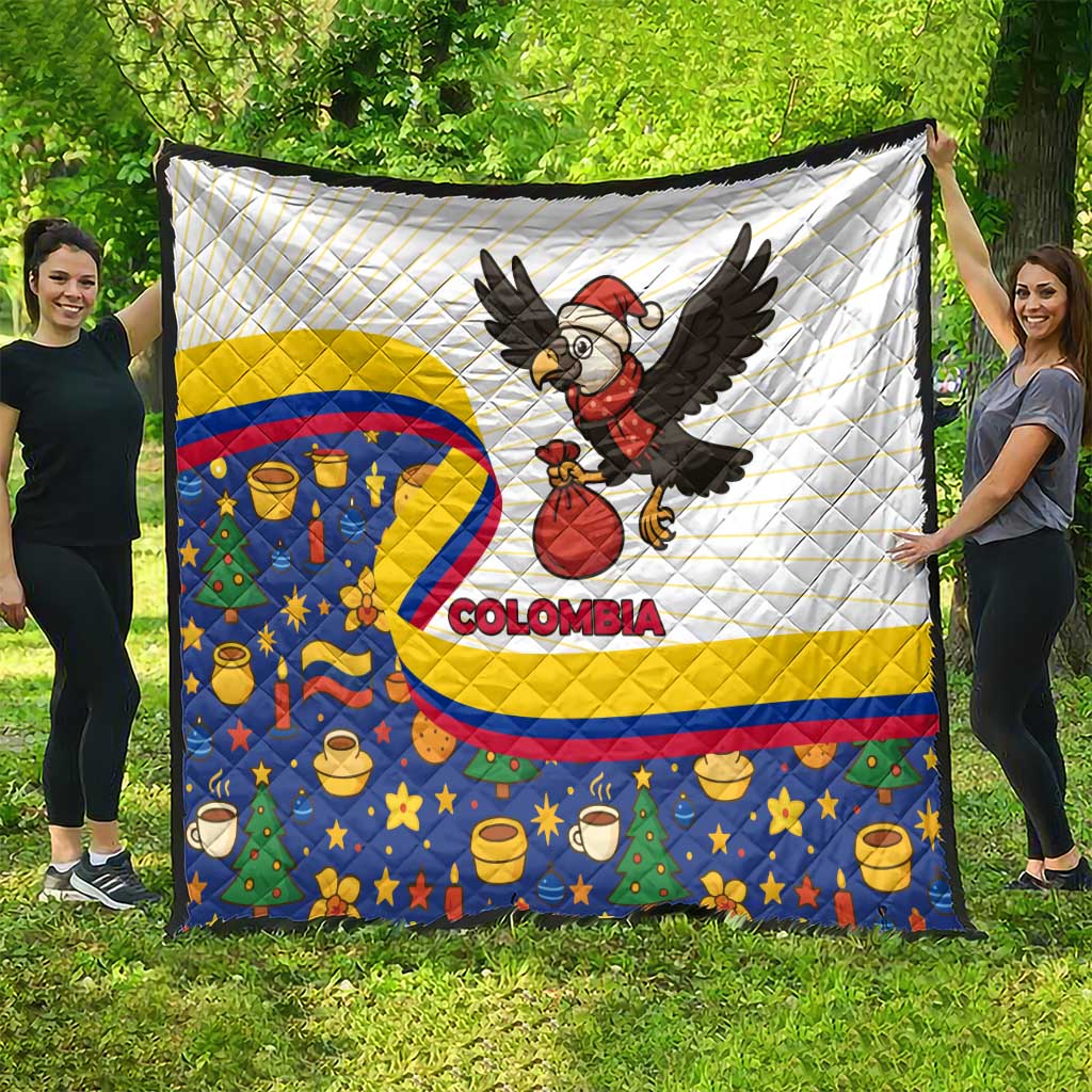 Colombia Christmas Quilt with Santa Condor Gift Bag and Holiday Food Pattern - Wonder Print Shop