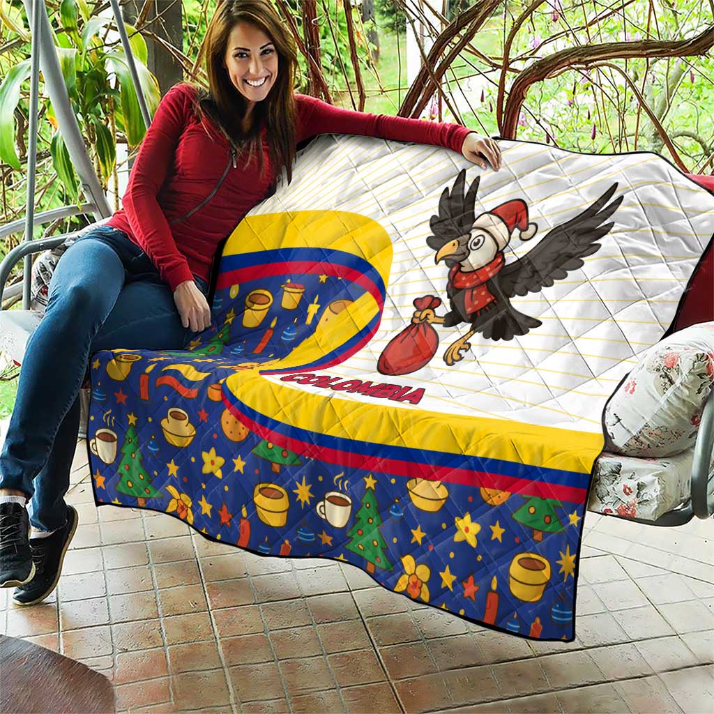 Colombia Christmas Quilt with Santa Condor Gift Bag and Holiday Food Pattern - Wonder Print Shop